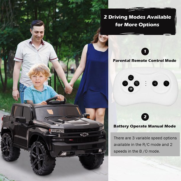 Chevrolet Silverado Kids Ride on Car, 12V Ride on Toy with Remote Control, Spring Suspension, Safety Belt, Electric Car with MP3 Player, LED Lights, X439