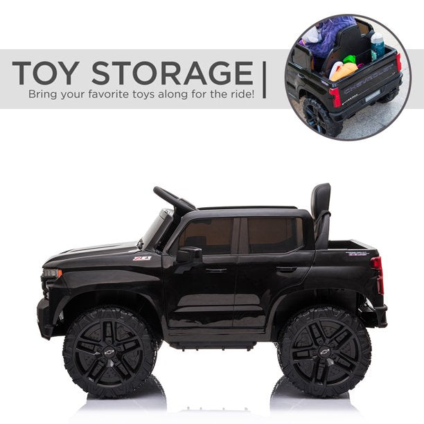 Chevrolet Silverado Kids Ride on Car, 12V Ride on Toy with Remote Control, Spring Suspension, Safety Belt, Electric Car with MP3 Player, LED Lights, X439