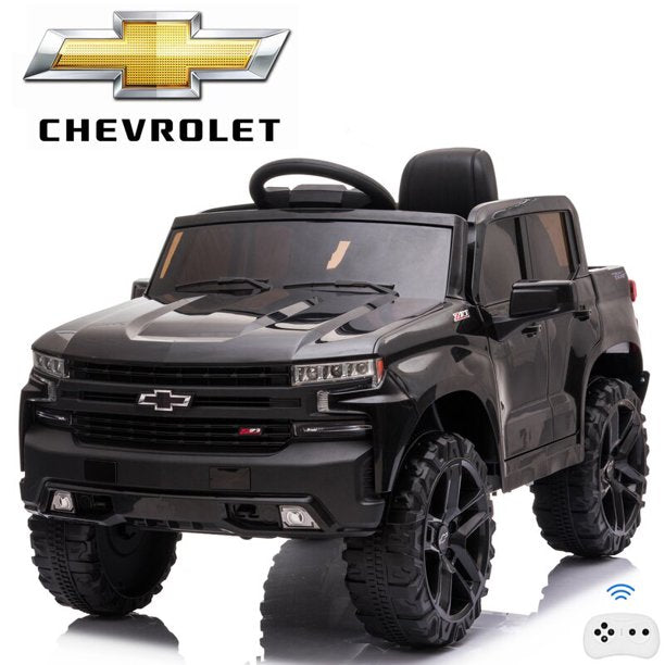 Chevrolet Silverado Kids Ride on Car, 12V Ride on Toy with Remote Control, Spring Suspension, Safety Belt, Electric Car with MP3 Player, LED Lights, X439