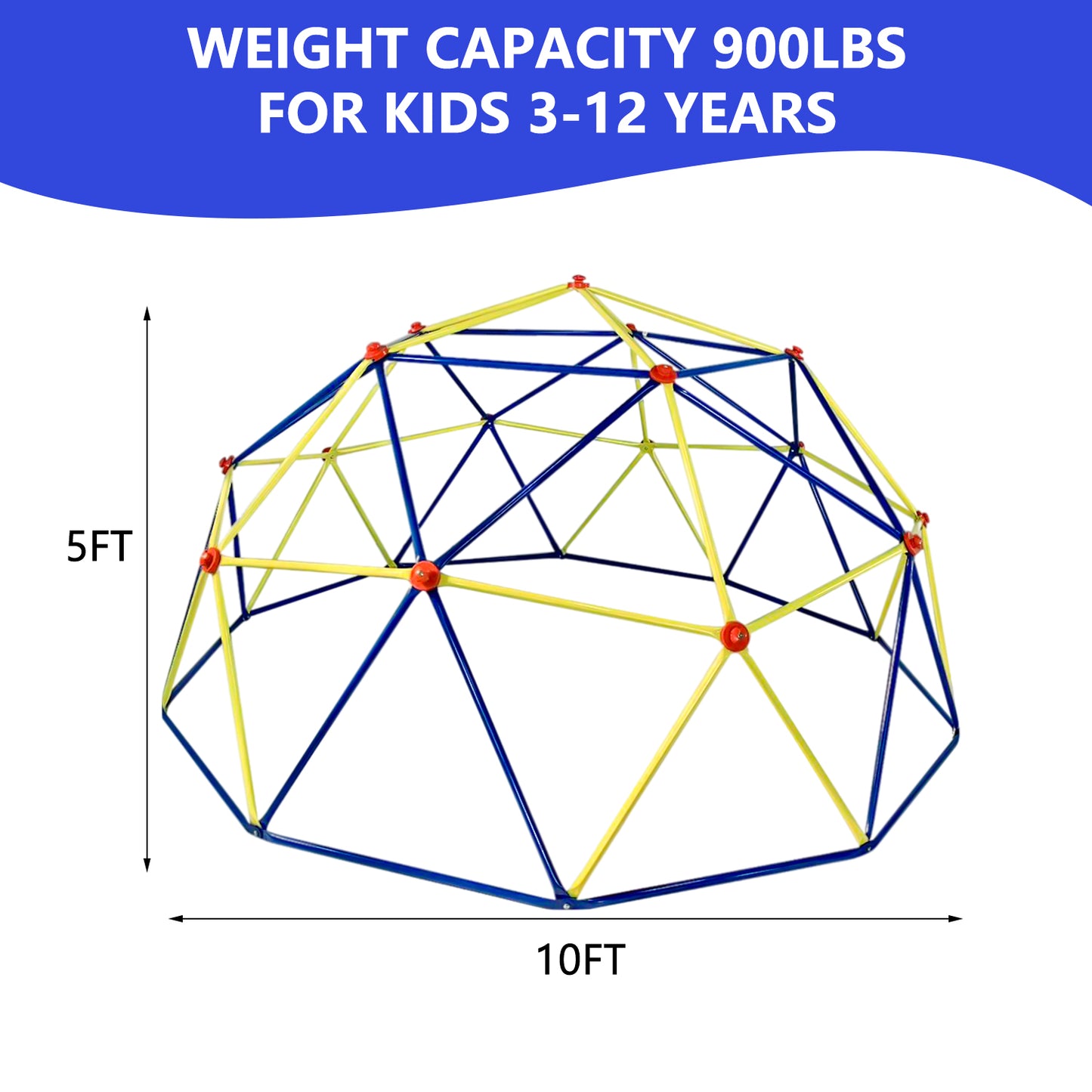 10ft Outdoor Dome Climber, Kids Jungle Gym Dome for 3-12 Years Old, Supports 900lbs