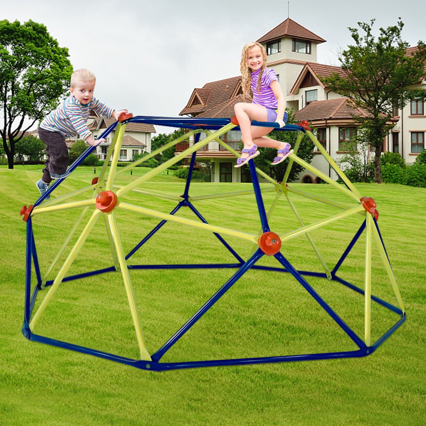 10ft Outdoor Dome Climber, Kids Jungle Gym Dome for 3-12 Years Old, Supports 900lbs