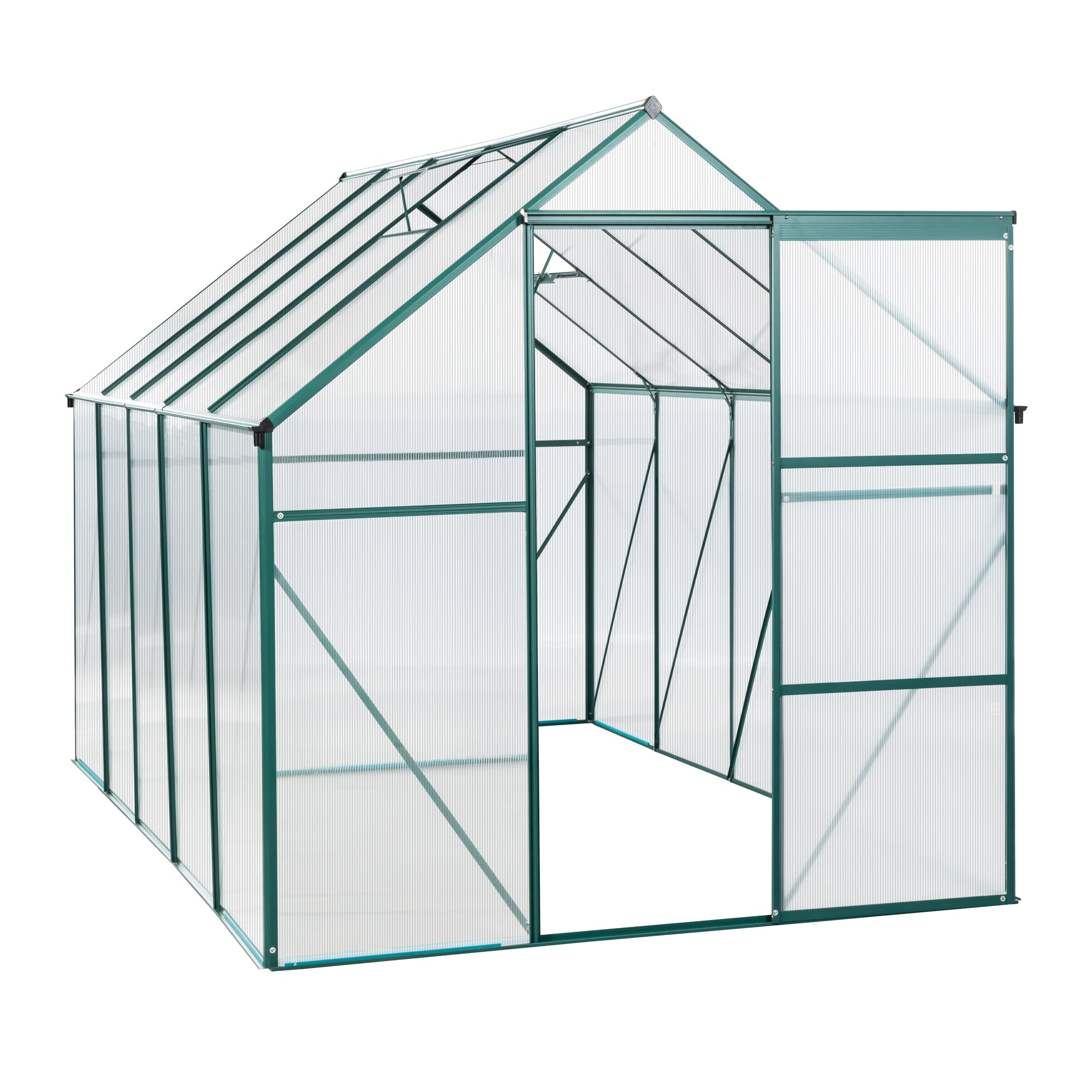 SESSLIFE Greenhouse for Outdoors, 8.3' x 6.2' x 6.3' Aluminum Greenhouse  with Window, Sliding Door, Polycarbonate Greenhouses Garden Supplies for