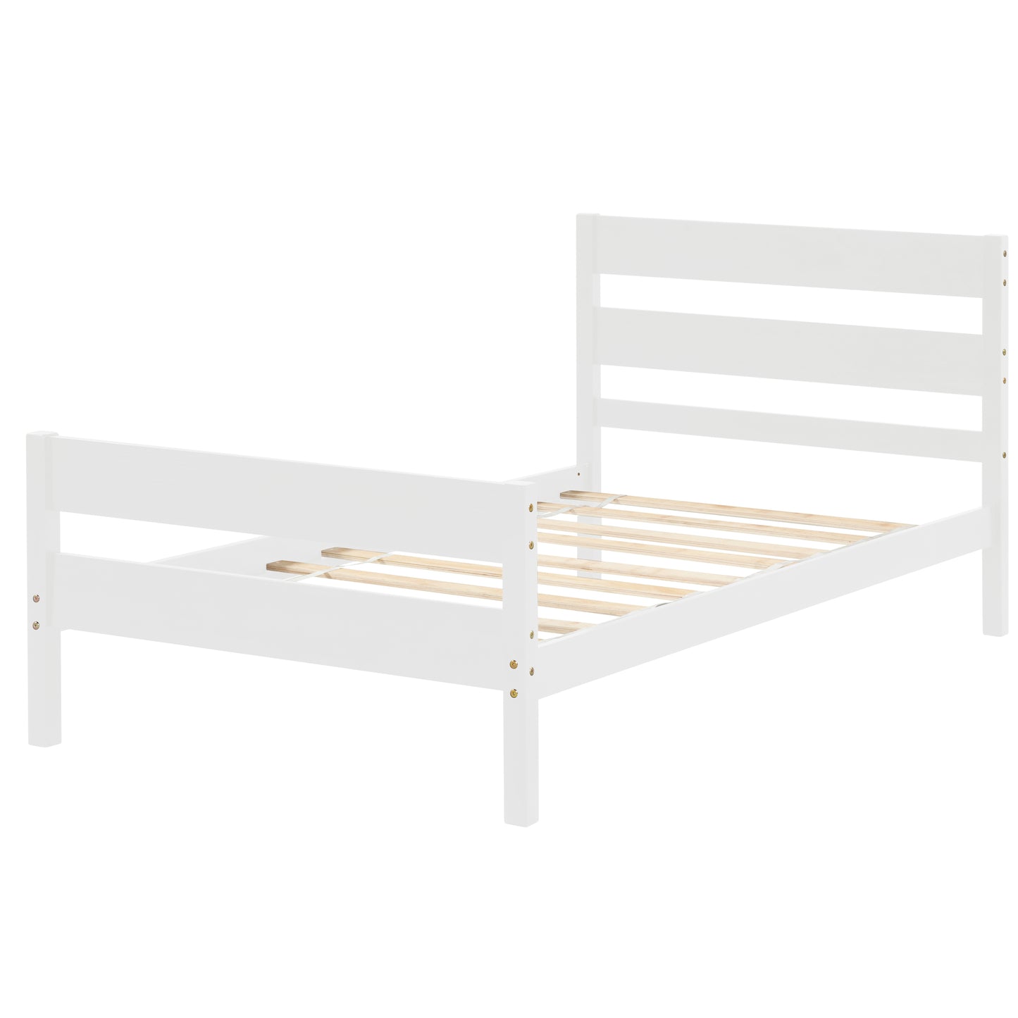 SESSLIFE White Twin Wood Bed Frame, Wood Platform Bed w/ Headboard, Adults Kids Modern Bed Frame, Mattress Foundation, No Box Spring Needed, Easy Assembly