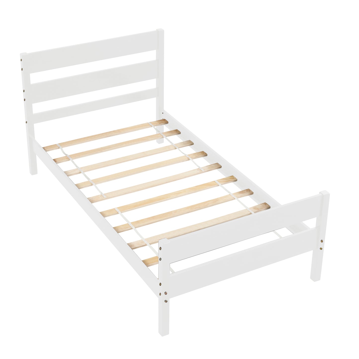 SESSLIFE White Twin Wood Bed Frame, Wood Platform Bed w/ Headboard, Adults Kids Modern Bed Frame, Mattress Foundation, No Box Spring Needed, Easy Assembly