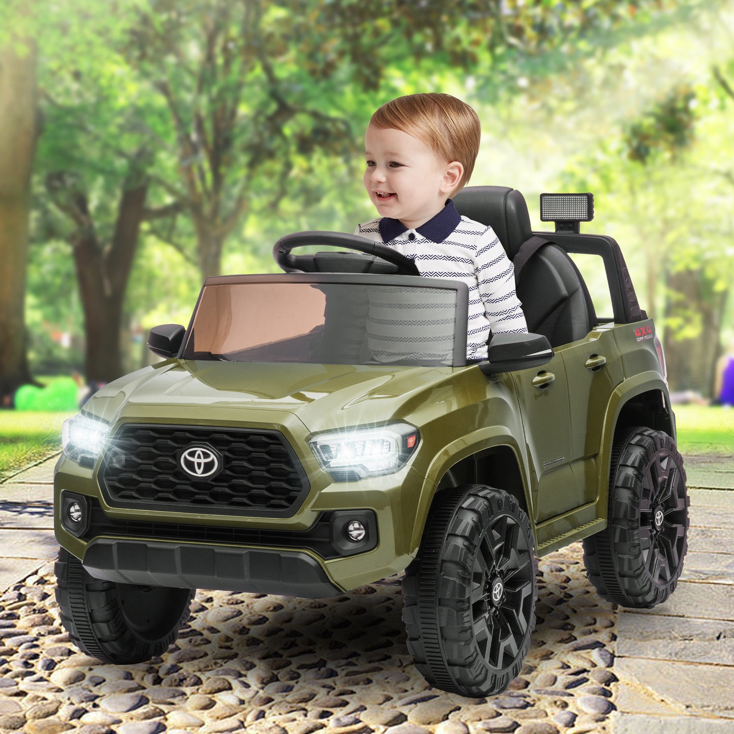 12V Kids Ride-on Truck, Toyota Tacoma Remote Control Electric Ride On Car for Boys Girls, Green, DT60